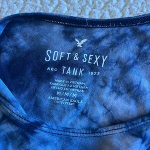 American Eagle Blue Tie-Dye Tank Top